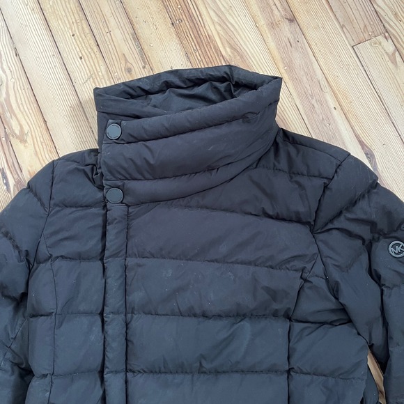 Michael Kors Black Down feather waterfowl Puffer Jacket Mock Neck full Zip Women - Picture 2 of 15